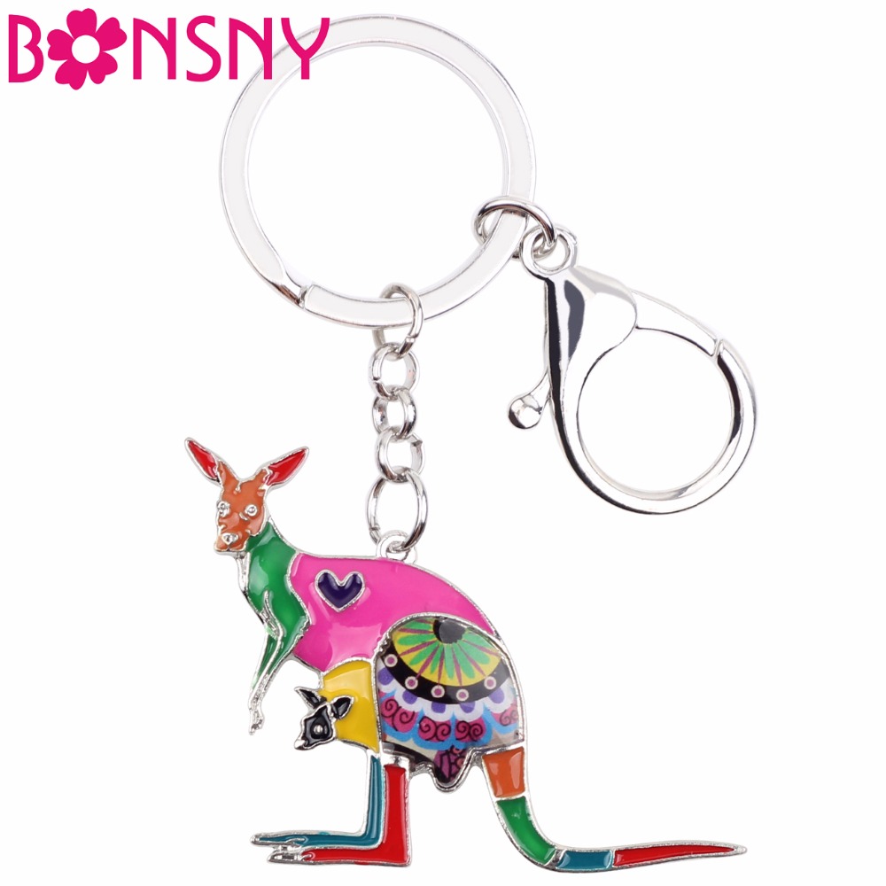 Women'S Kangaroo Bags - Bonsny Emaye Çiçek Avustralya Kanguru Anahtarlık