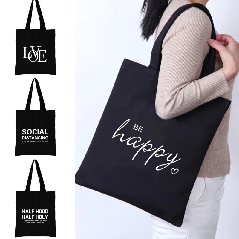 Women'S Bags For Work - Kawaii Karikatür Turuncu Kedi Baskı Siyah
