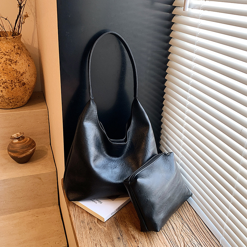Women'S Bags For Work - Retro Sade Büyük Kadın Omuz Çantası