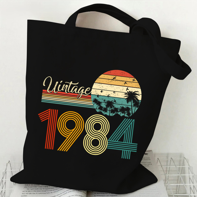 Shopper Tote Canvas - Vintage 1984 Tote Çanta Vintage 1980