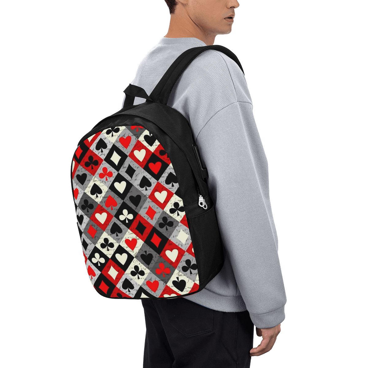 Women Bags For Laptop - Oyun Kartları Poker Baskı Sırt Çantası