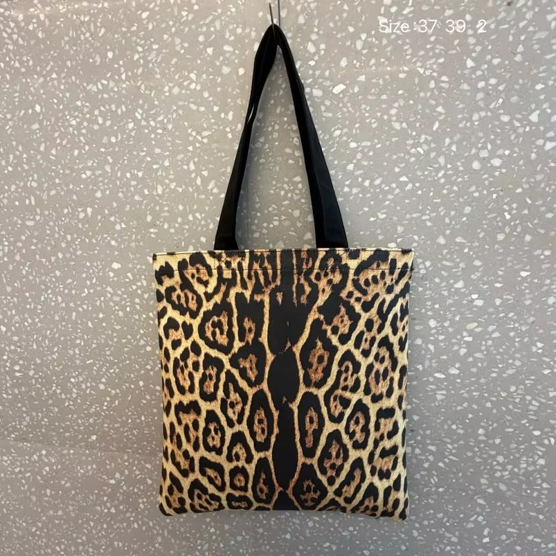 Shopper Tote Canvas - Yaz Modası Retro Leopar Desenli Tote